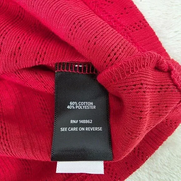 Torrid Pointelle V Neck Cinched Waist Peplum Tank Adrenaline Rush Red 2X (18-20) - Picture 7 of 10